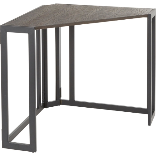 Roman Corner Desk in Espresso Bamboo & Black Metal